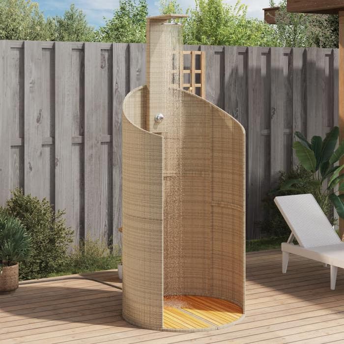 VidaXL Outdoor Shower, Garden Furniture with Rotating Handle, Pool Shower Patio Backyard, Beige Resin 368214
