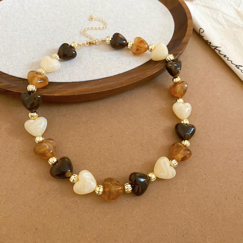 Elegant Summer Acrylic Beaded Necklace: Fashionable Round Clavicle Chain Jewelry