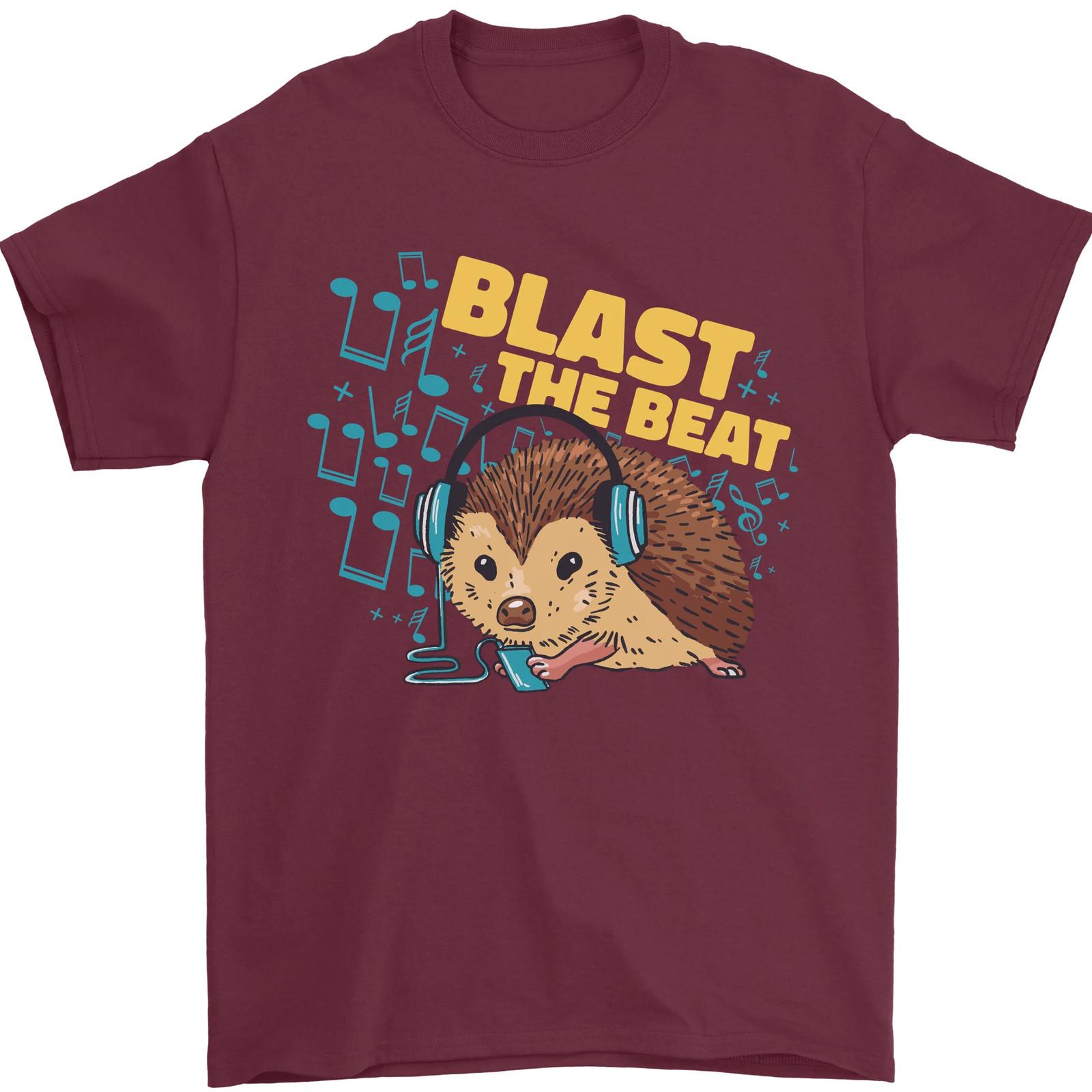 DJ Hedgehog Pop Music Headphones Men T-shirt Cotton S