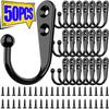 50/1Pcs Retro Wall Hooks Hangers Wall Mounted Hook With Screws For Hanging Bag Towels Key Rack Home Kitchen Bathroom Accessories