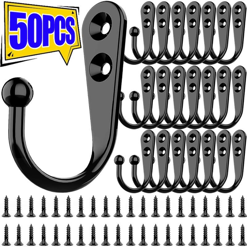 50/1Pcs Retro Wall Hooks Hangers Wall Mounted Hook With Screws For Hanging Bag Towels Key Rack Home Kitchen Bathroom Accessories