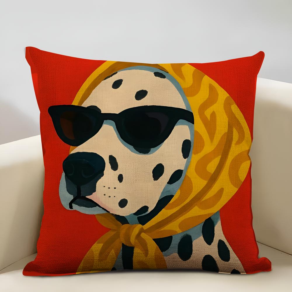 Animals Wearing Bandanas Cushion Cover Household Decoration Linen Sofa Cushion Cover: Skin-Friendly & Breathable With Invisible