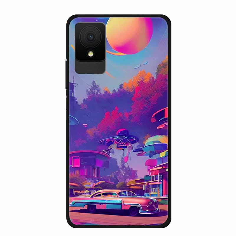 For TCL 501 Case Original Soft Silicone TPU Phone Cases Back Cover For TCL501 Scenery Shockproof Marble Painted Bumper Cute Etui