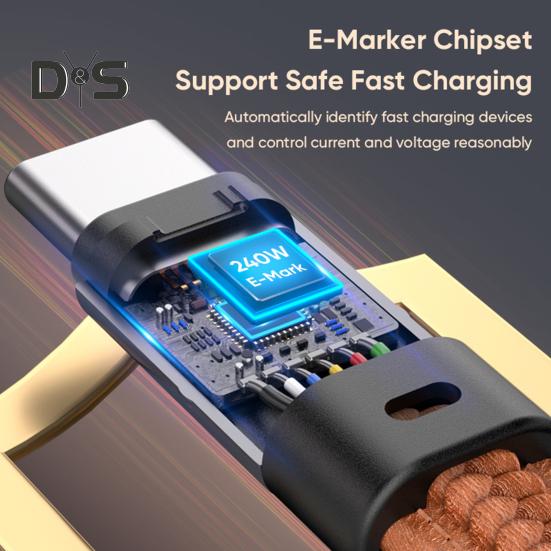 Cabo de Carregamento Tipo-C com Chaveiro Cordão 240W Carregamento Rápido Transferência de Dados em Alta Velocidade Cabo Carregador de Telefone Universal