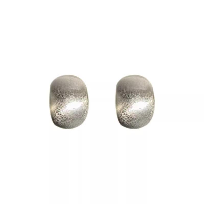 925 Silver Frosted Teardrop Stud Earrings with Cold Style Texture