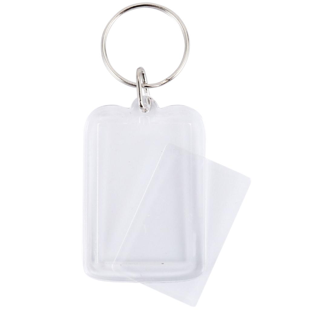 100/200Pcs Transparent Photo Frame Keychain Tassels Snap-In Custom Insert Photo Acrylic Blank Keyring ClearBlank Picture Pendant