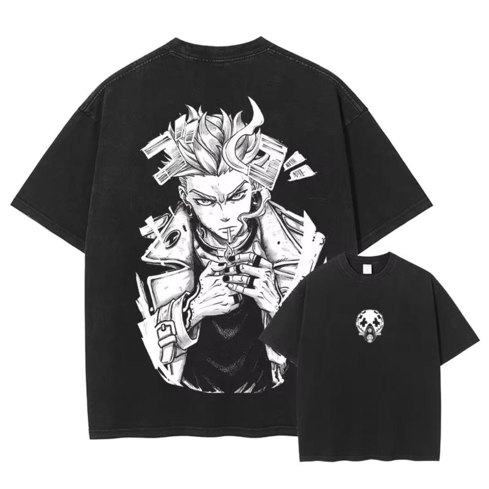 Anime Gachiakuta T Shirt Manga Cartoon Jabber Rudo Enjin Vintage Washed Tops Tees Harajuku Short Sleeve Battle Anime Clothing 4XL
