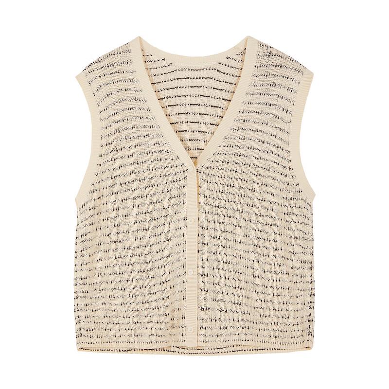 LESS 2024 Summer Cotton Knit V-Neck Vest