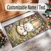 Teddy Bear Theme Crystal Velvet Rug Personalized Custom Name Text Soft Floor Mat Home Decor