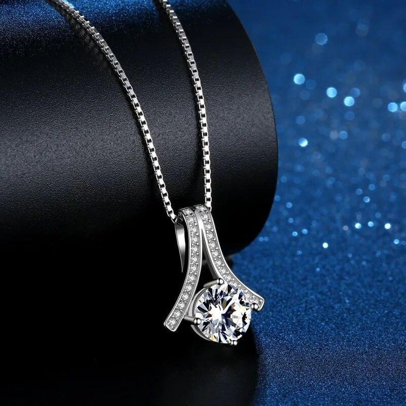 Colier cu pandantiv cu diamante moissanite de 0,5-2 carate de culoare D pentru femei 100% S925 Colier din argint Sterling Bijuterii fine