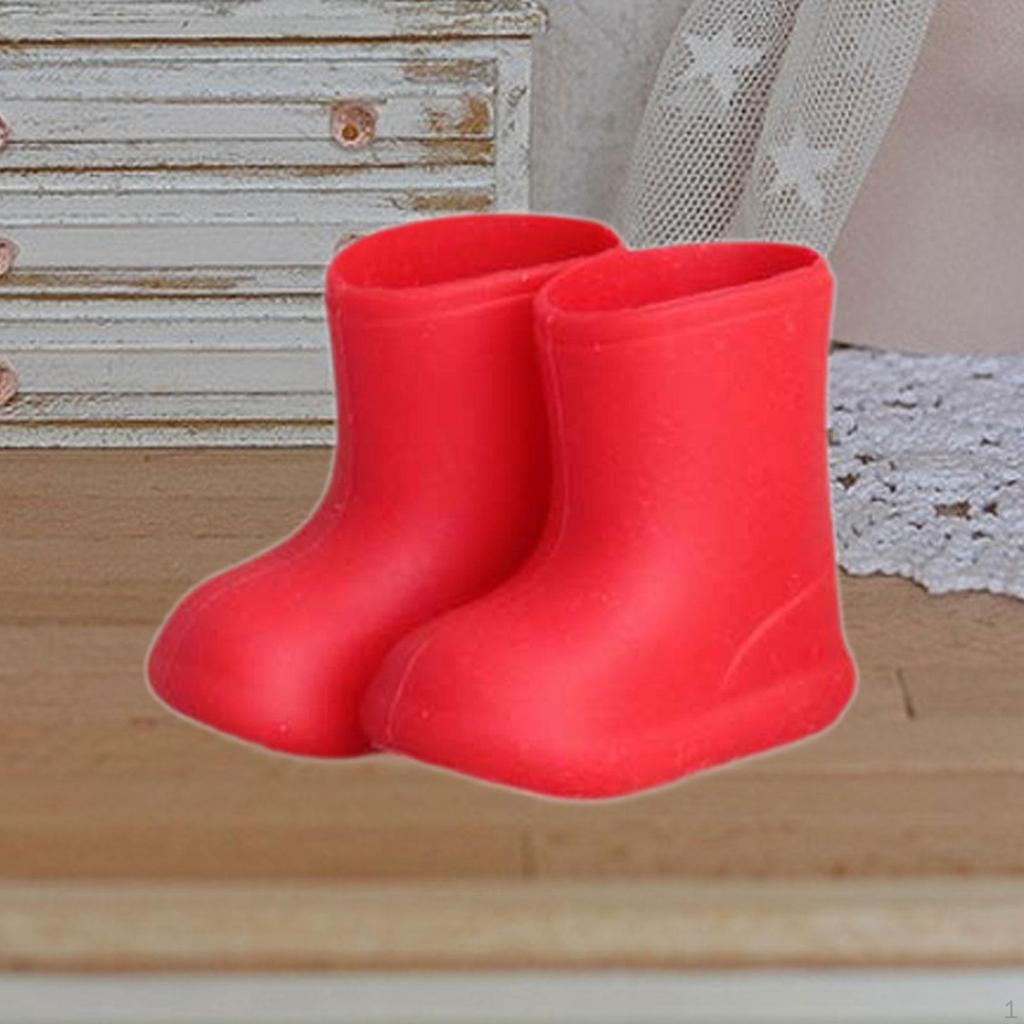 Mini Rain Boots Doll Shoes for 1/12 BJD Dolls Decorative Dollhouse Accessories, Realistic DIY