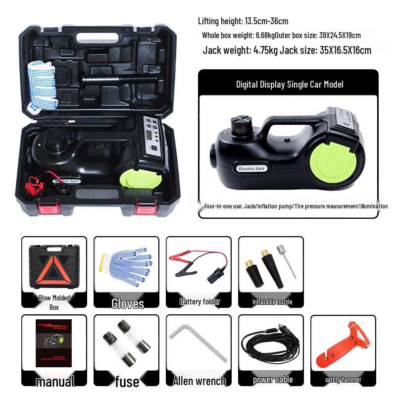 WOKEZ 12V Hydraulic Electric Jack with Inflatable Pump for Small Cars & Off-Road Rescue