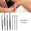 5 Set Ear Pick Earwax Removal Tool Kit 7pcs Ear Cleansing Tool Stainless Steel Portable Ear Wax Cleaning Kit Tool Set Black
