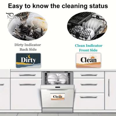 2 Stück Dirty Clean Spülmaschinenmagnet Geschirrspülmaschine Dirty Clean Magnetanzeige Acrylschild Küchenkühlschrank Dekoration