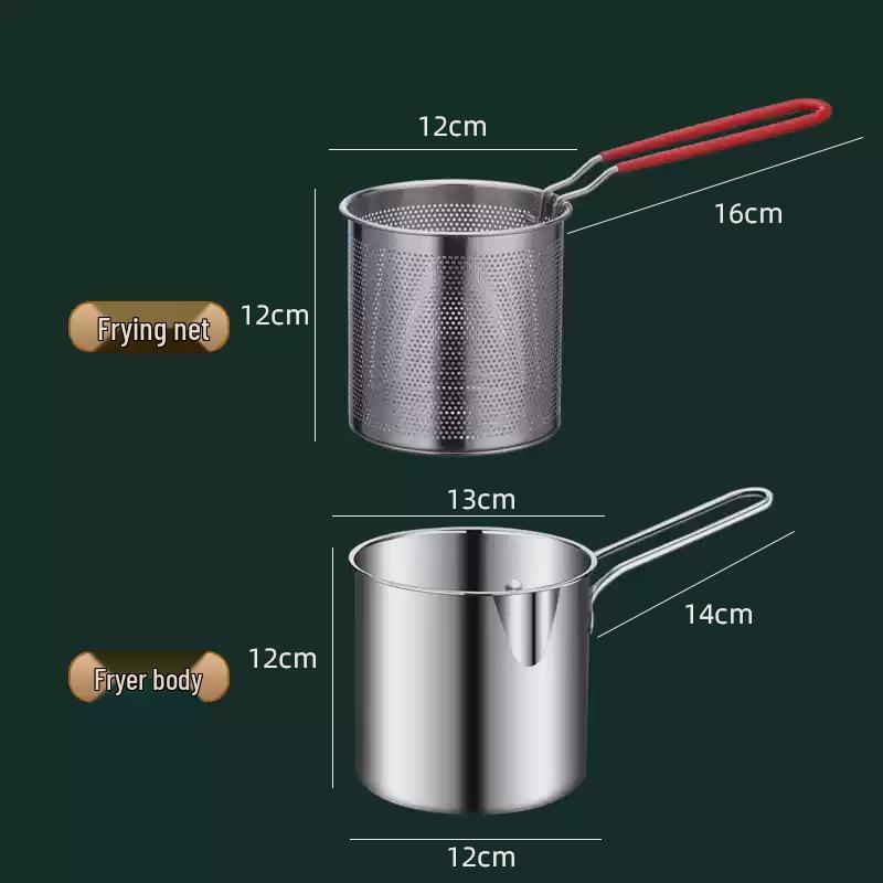 Mini Stainless Steel Non-Coated Frying Pan with Filter for Induction Cookers - Oil-Saving Household Pan Default