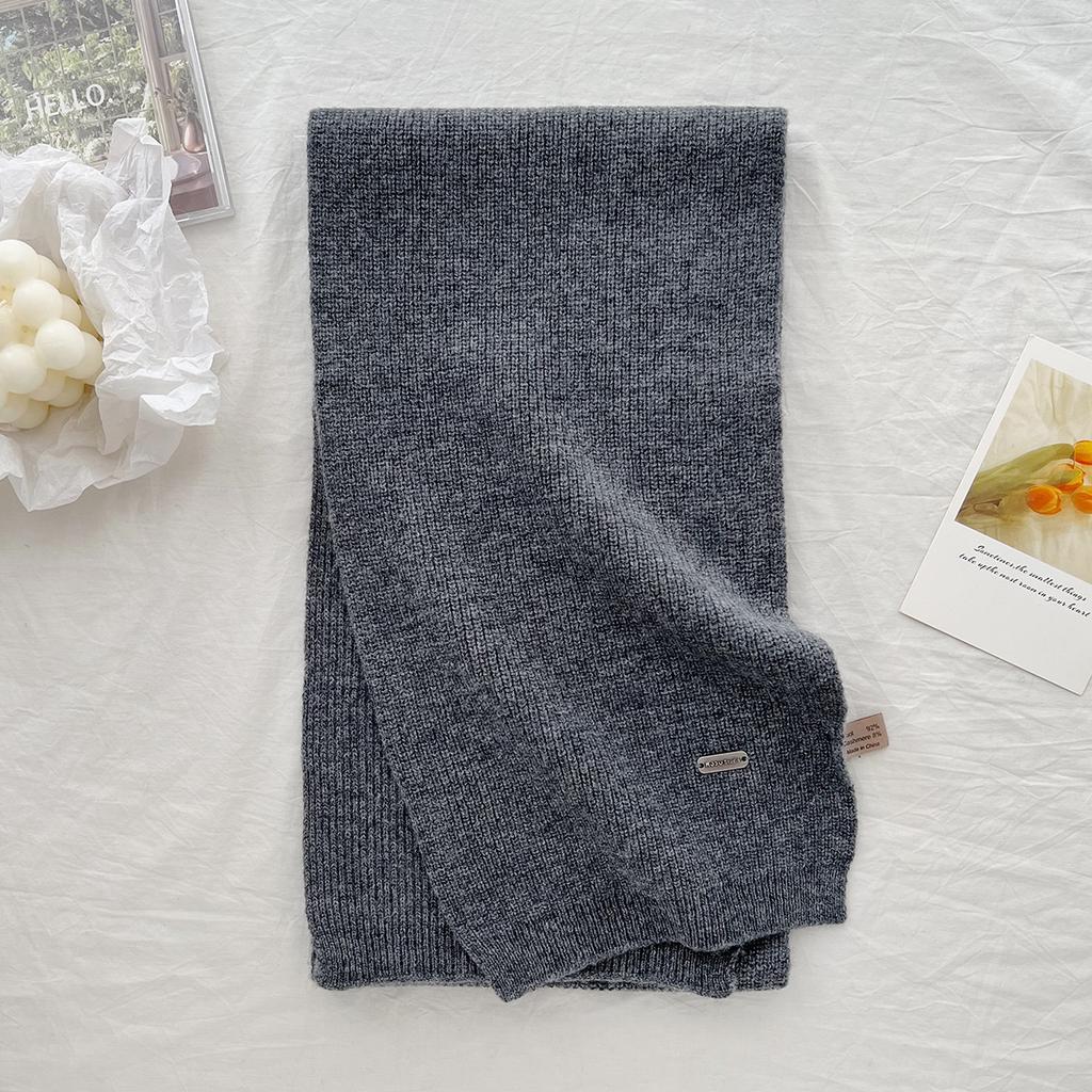 New 100% Wool Scarf Winter  Solid Color Warm and Cold proof Women's Scarf Fashion Versatile Knitted Scarf