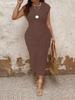 Large Size Women's Clothing European and American Fashion Crew Neck Waist Summer Tight Dress