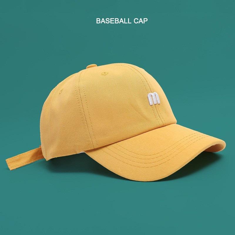 Hat M Embroidered Peaked Cap Men's and Women's Versatile Bent Cotton Soft Top Sun Hat Stylish Simple Women's Baseball