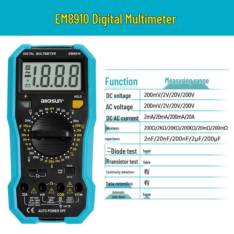 

Aosheng EM308 Розумний Захищений Портативний Міні Цифровий Мультиметр