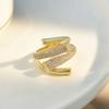 Korean Design Irregular Cross Open Rings for Women Man Exaggerated Multi-Layer Hollow Adjustable Finger Ring Jewelry Party