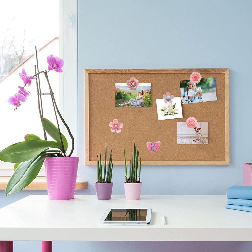 30Pcs Creative Flower Pushpins 3D Blackboard Push Pins Portable Decorative Studs  School Stationery
