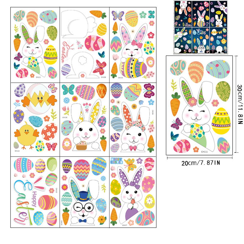 Cartoon Easter Eggs Window Stickers Self adhesive Wall Decals Party Supplies Gifts For Easter Holiday Decoration