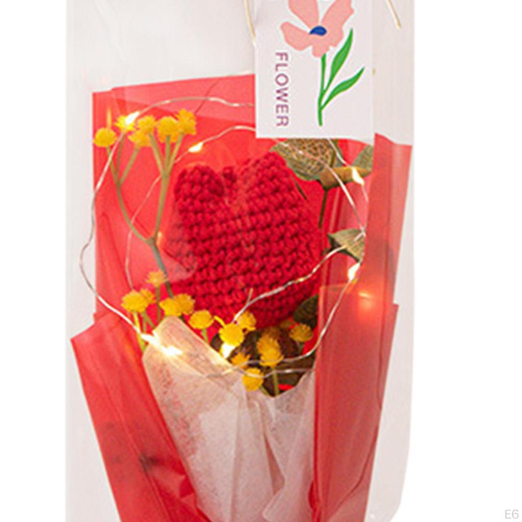 Fertiger Häkel-Tulpenstrauß mit Licht Künstliche Dekoration für Tischmittelstück