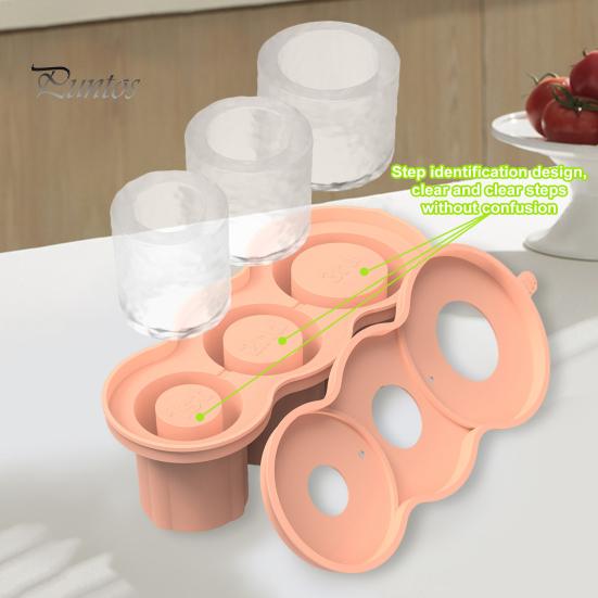 Beverage Ice Mold Silicone Cylinder Cube Tray for 20-40oz Tumbler Cup with Lid Hollow Shape Stackable Easy Release Juice Whiskey Cocktail Cubes Maker