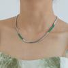 1pc Emerald Zircon Inlaid Snake Bone Chain Necklace for Women Couples Temperament Gorgeous Wedding Jewelry Gift Party Accessories