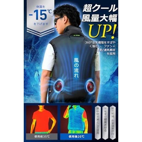 Noraui 2026 Storm Fan 40800mAh Large Capacity Battery Air Conditioning Workwear Set Vest Work Jacket Wear Clothing Cooling 3-Level Wind Speed 7.4V UV