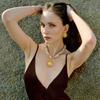 Coarse Braid Rope Weave Choker Exaggerated Wide Clavicle Chain Sunflower Pendant Necklace  Holiday