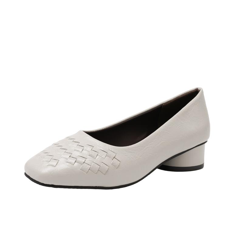 

Модные французские ретро плетеные 2025 Новая мода неглубокие женские туфли 40