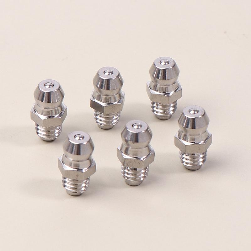 10Pcs 201 Stainless Steel M6 Thread Straight Hydraulic Grease Fitting Grease Nozzle Connection Grease Nipples For Bearing