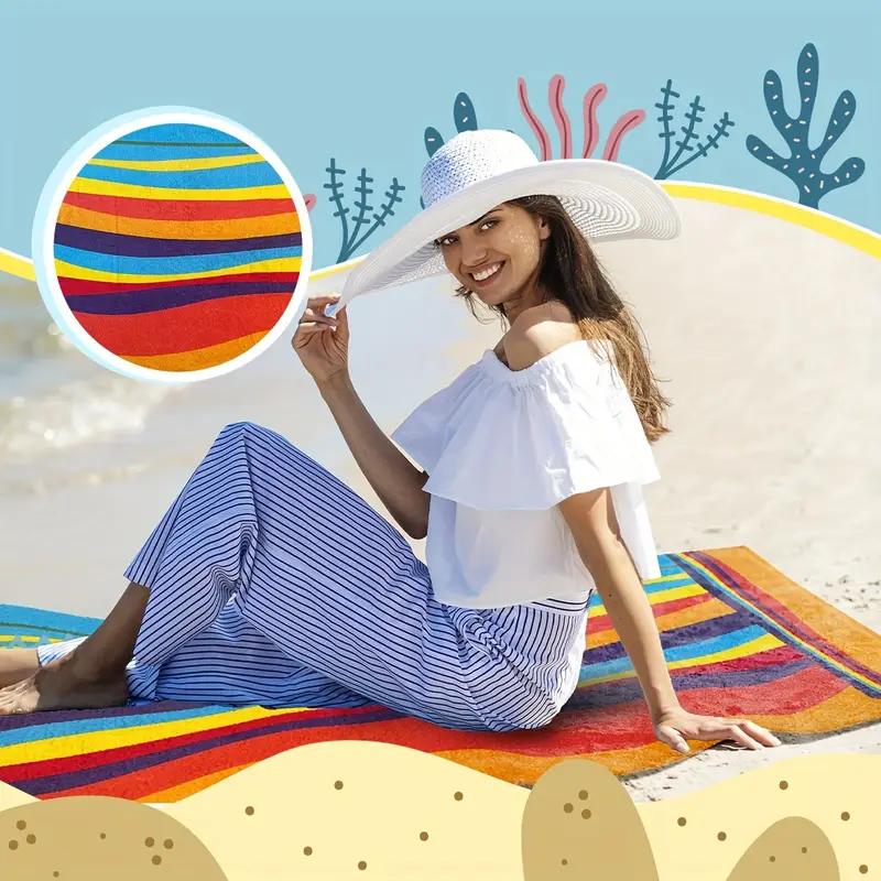 Ekstra Büyük Çizgili Plaj Havlusu - Ultra Yumuşak Mikrofiber, Hızlı Kuruyan ve Kum Tutmayan, Seyahat, Yoga, Kamp ve Yüzme için Mükemmel - Makinede Yıkanabilir