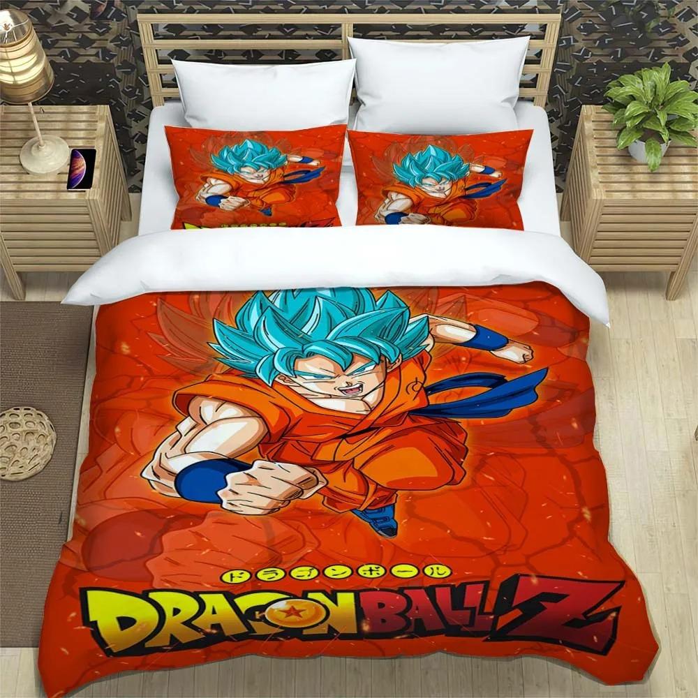 

Cartoon Anime Dragon Ball Duvet Cover and Pillowcase Bedding Set — Suitable for Single, Double, Queen, and King-Size Bed 135x200cm