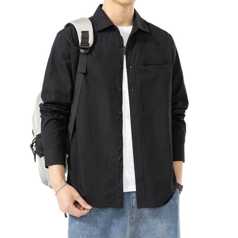 Spring and Summer Casual Long-sleeved Shirt Men's Loose Shirt Jacket Pure Cotton White Inch Shirt Thin Jacket