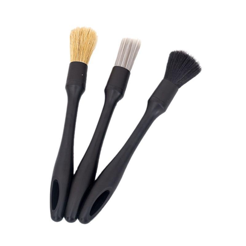 3-Piece Car Detailing Brush Set: Crevice, Wash, and Wheel Brushes