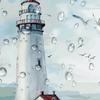 Nautical Coastal Shower Curtain, Ocean Lighthouse & Sailboat Design, Blue Teal Decor With Hooks, Bathroom & Window Use