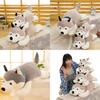 Cute Gray Lying Posture Husky Plush Doll Toy For Cuddly Play And Collection