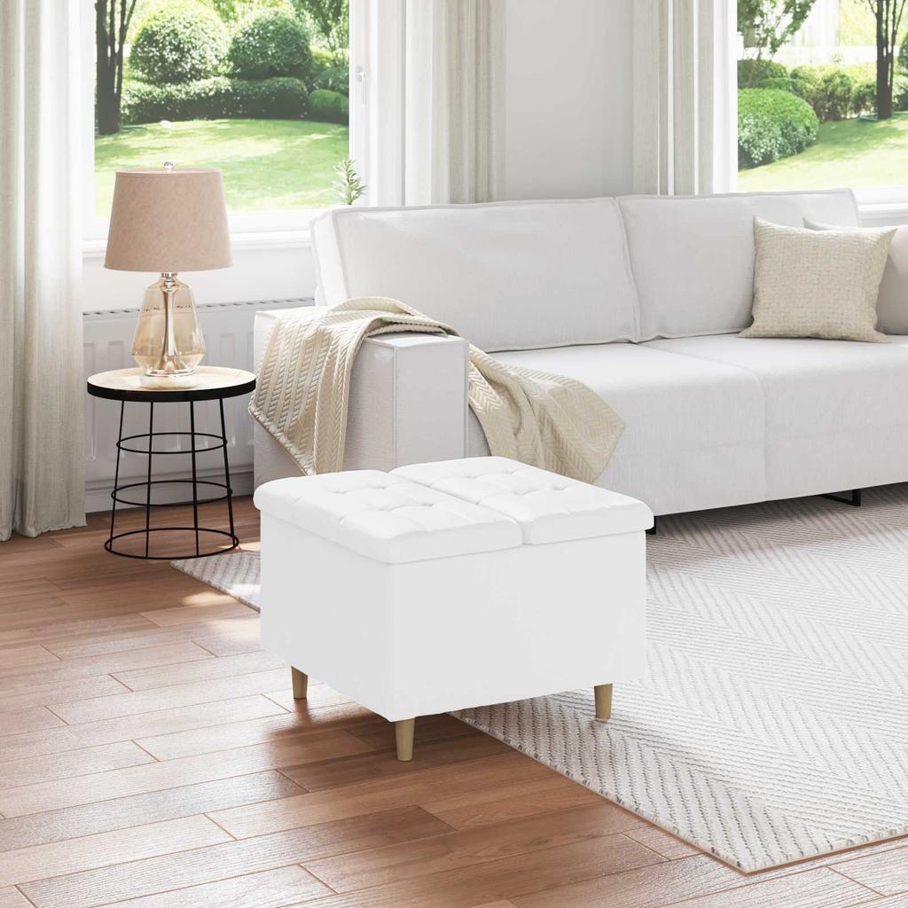 Storage Ottoman White 60 x 60 x 45 cm Faux Leather