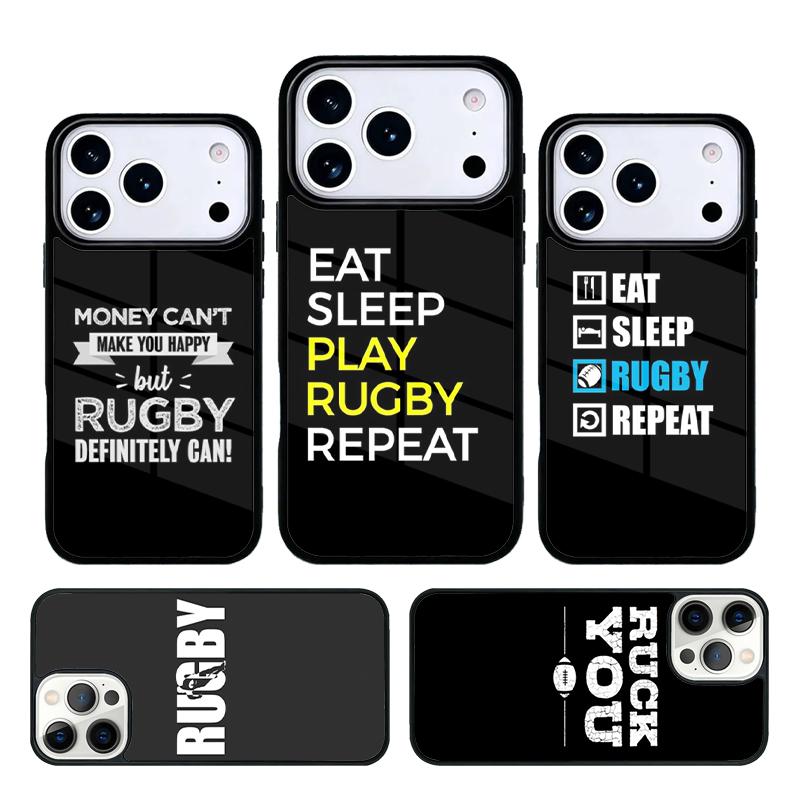 Rugby Eat Sleep And Repeat Phone Case For iPhone 17 AIR 16 Pro Max 15 14 Pro 11 12 13 Shockproof Silicone Cover