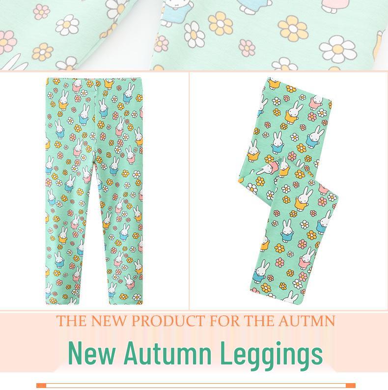 Autumn Girls' Cute Rabbit Pattern Elastic Leggings