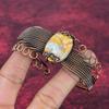 Maligano Jasper Gemstone Bangle Copper Wire Wrapped Adjustable Cuff Bracelet