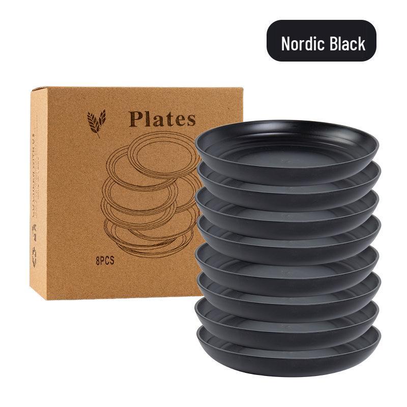 Cross-border Plastic Tableware Set: Plates, Bowls, Cups, Vomit Bowls, 24-Piece for Home Use.