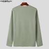 INCERUN Men Spring Autumn Round Neck Long Sleeve Buttons Pullovers Tops