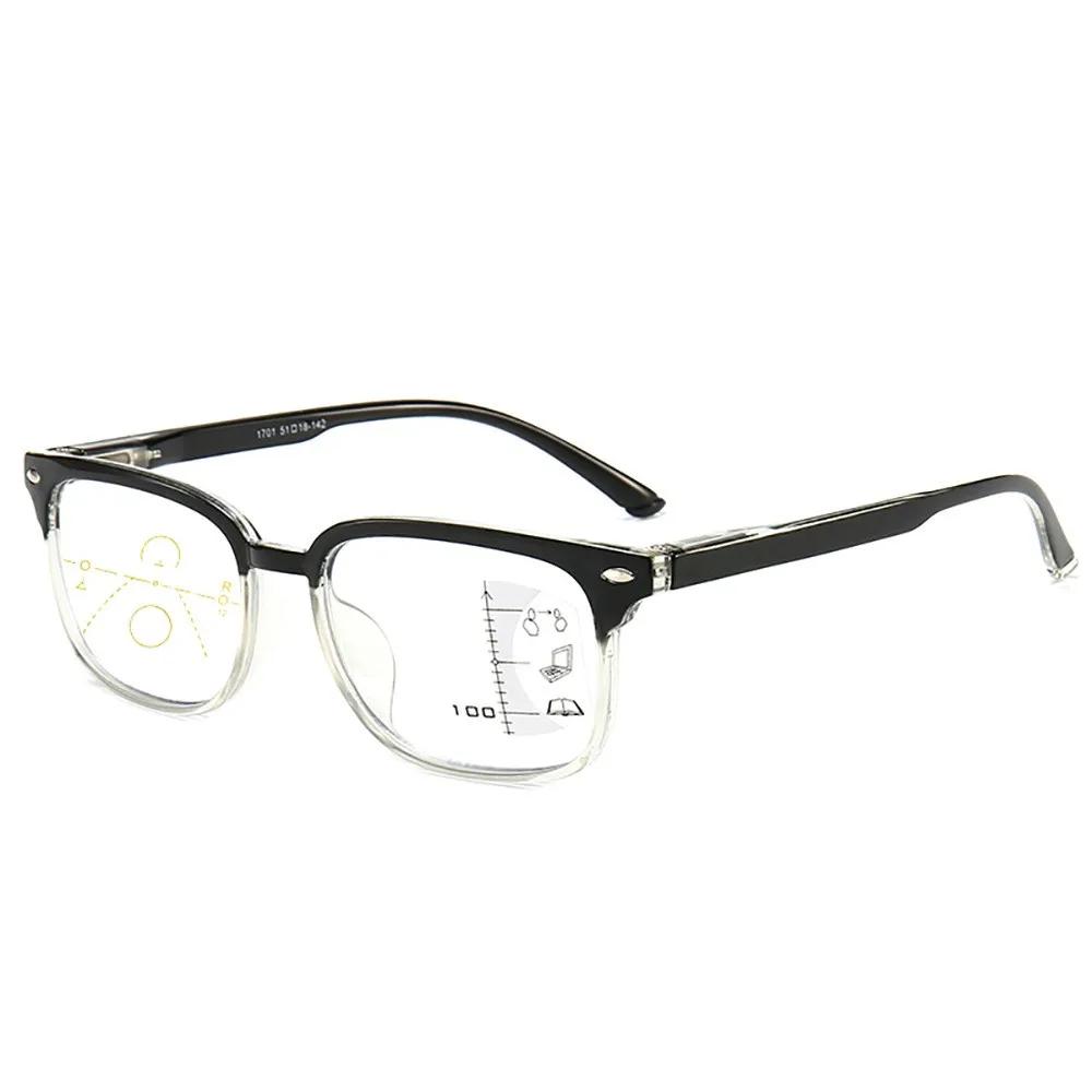 Large Frame Multifocal Reading Eyeglasses Women Men Progressive Far Near Sight Glasses Clear Lens Computer Presbyopia Glasses