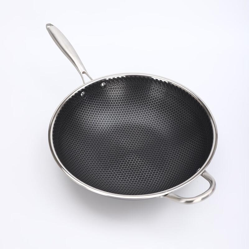 ZISIZ Honeycomb Stainless Steel Non-stick Wok