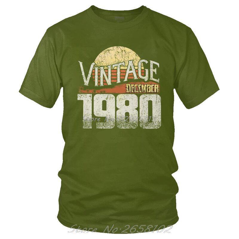 Born On 1980 December T Shirt Men Short Sleeve Cotton T-shirts 41st Birthday 41Years Old Tees Top Fashion Tshirt Gift Idea
