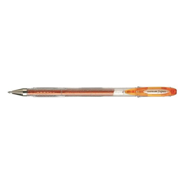Roller Encre Gel - UNIBALL - Signo UM120SP - Pointe Large 1mm - Couleur Orange Pailleté - Non Rechargeable