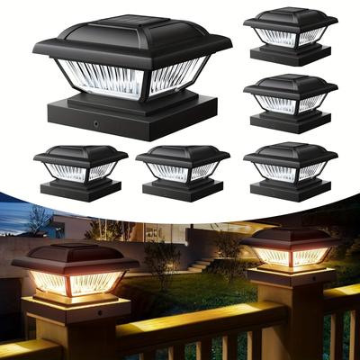 Solarne Lampki na Słupki, Ciepła Biel, Wodoodporne, Lampki na Słupki Ogrodzeniowe, Zasilane Solarnie, Ogród, Taras, Patio, Podwórko, Dekoracja
